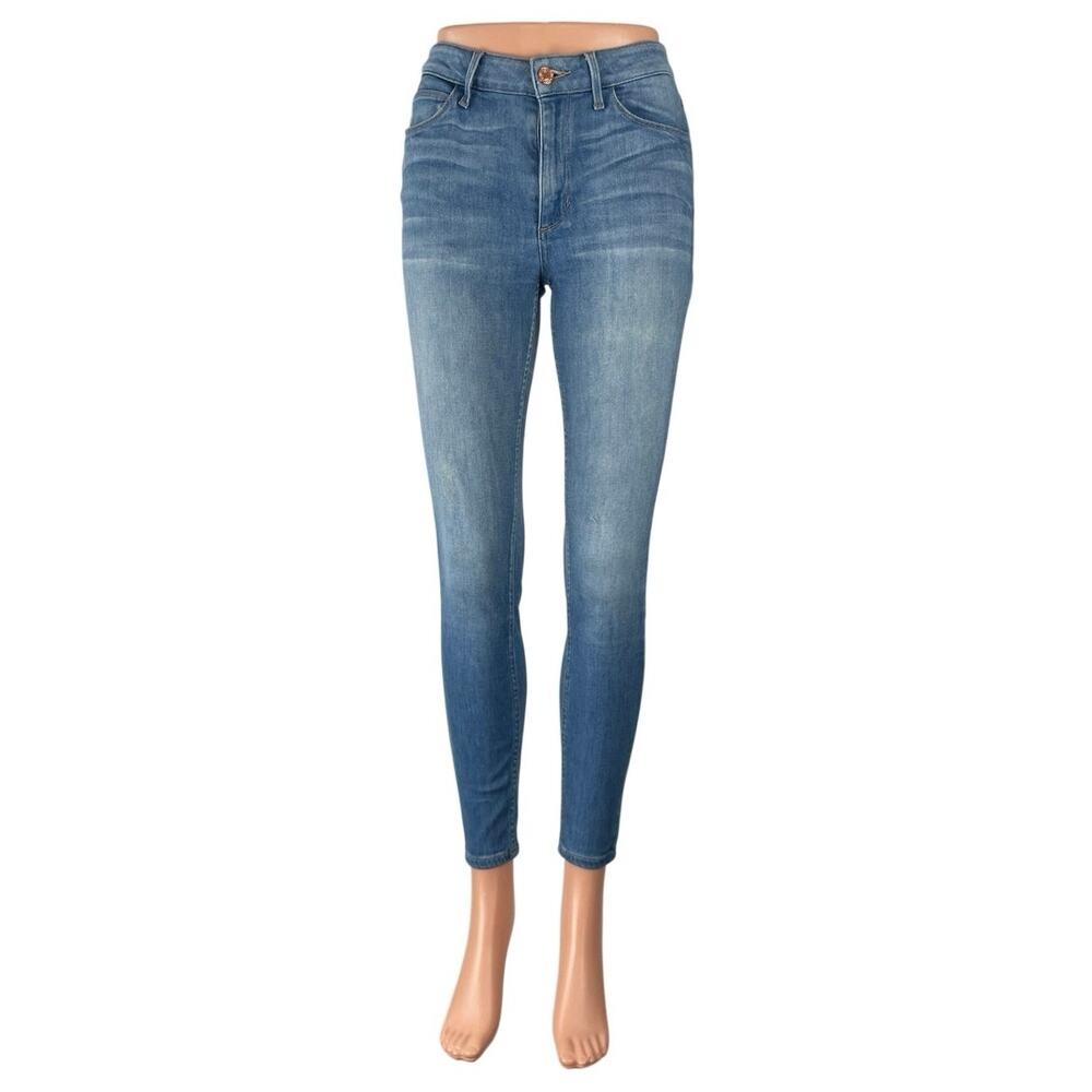 Guess Women's Blue Mid Rise Medium Wash Fitted Slim Skinny Denim Jeans Size S